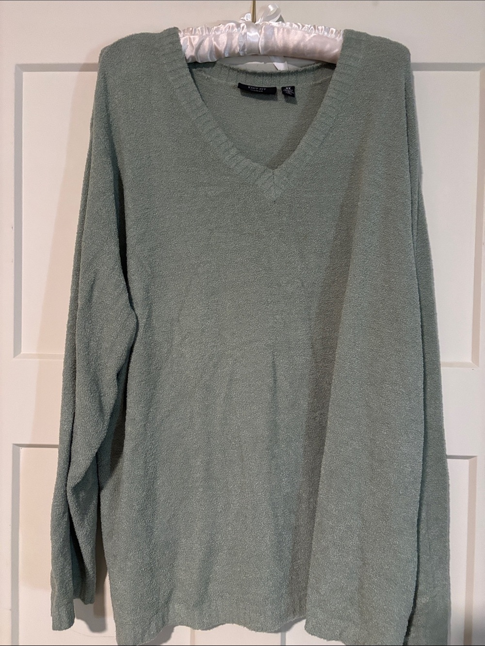 Lightweight V-Neck Sweater in Sage Green. Super Soft Knit